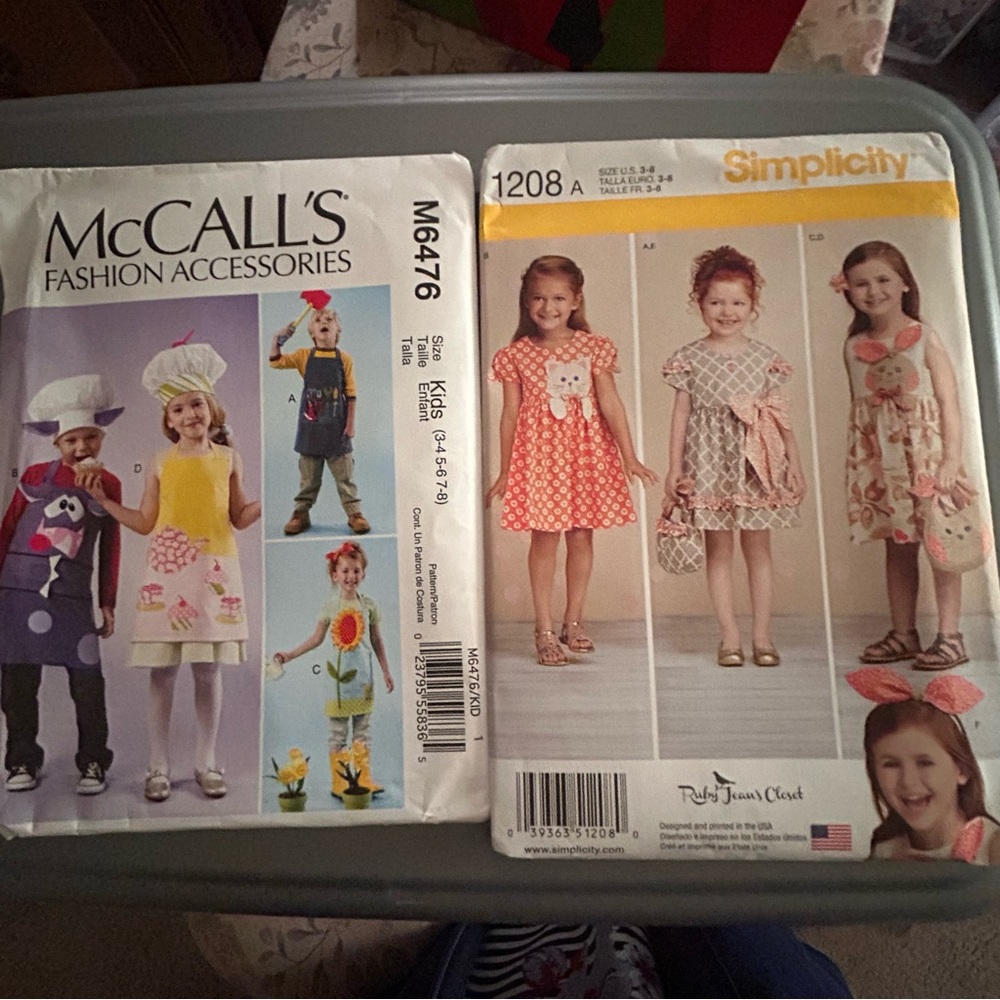 Simplicity 1208 And McCall’s 6476 Children’s sewing Crafts Patterns
